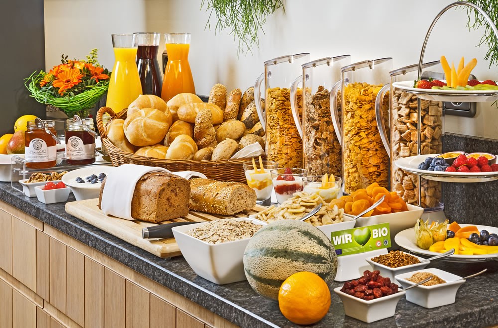 Das Frühstücksbuffet im Aparthotel Sonne in Obertauern