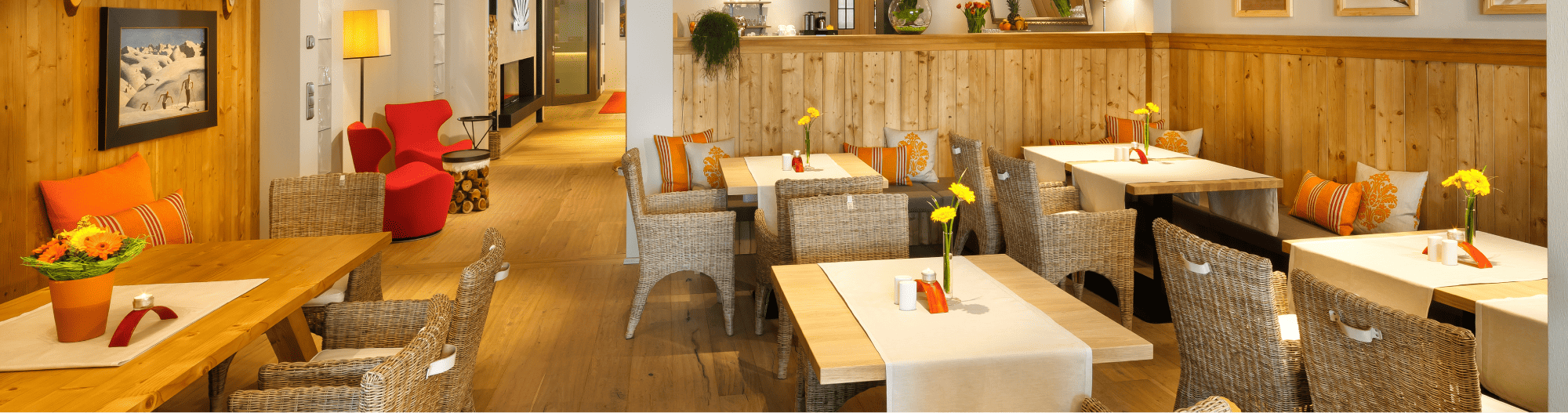 Frühstücksraum im Apparthotel Sonne